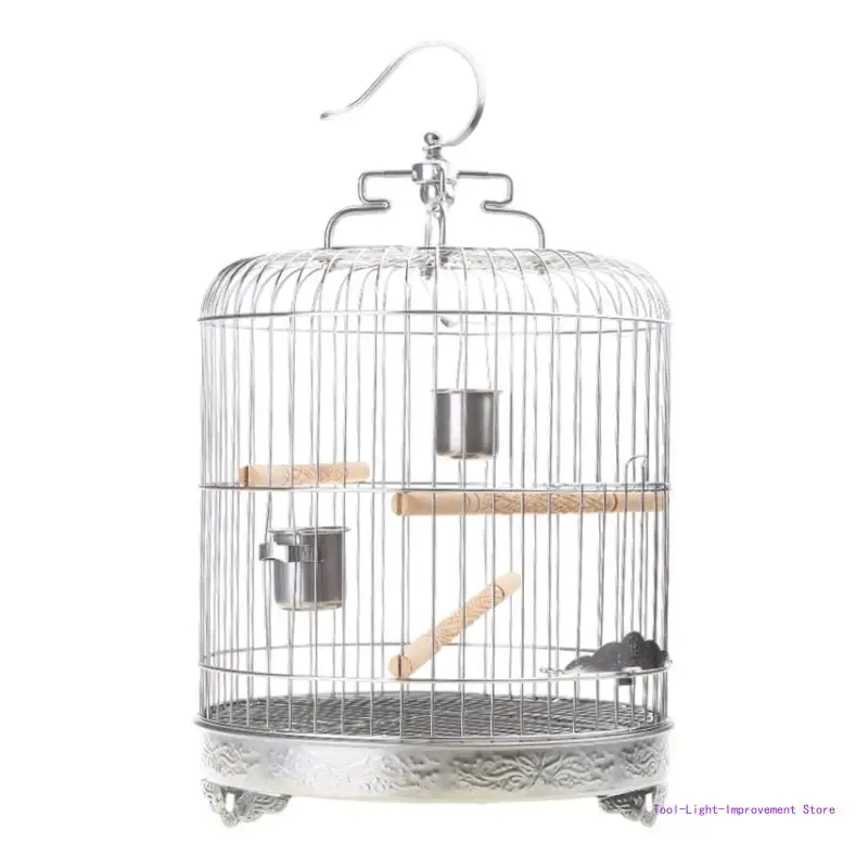 

C63E Small Bird Cage with Stand, Stainless Steel Water Bowls Travel Carriers for Parrots Parakeets Lovebirds Finches