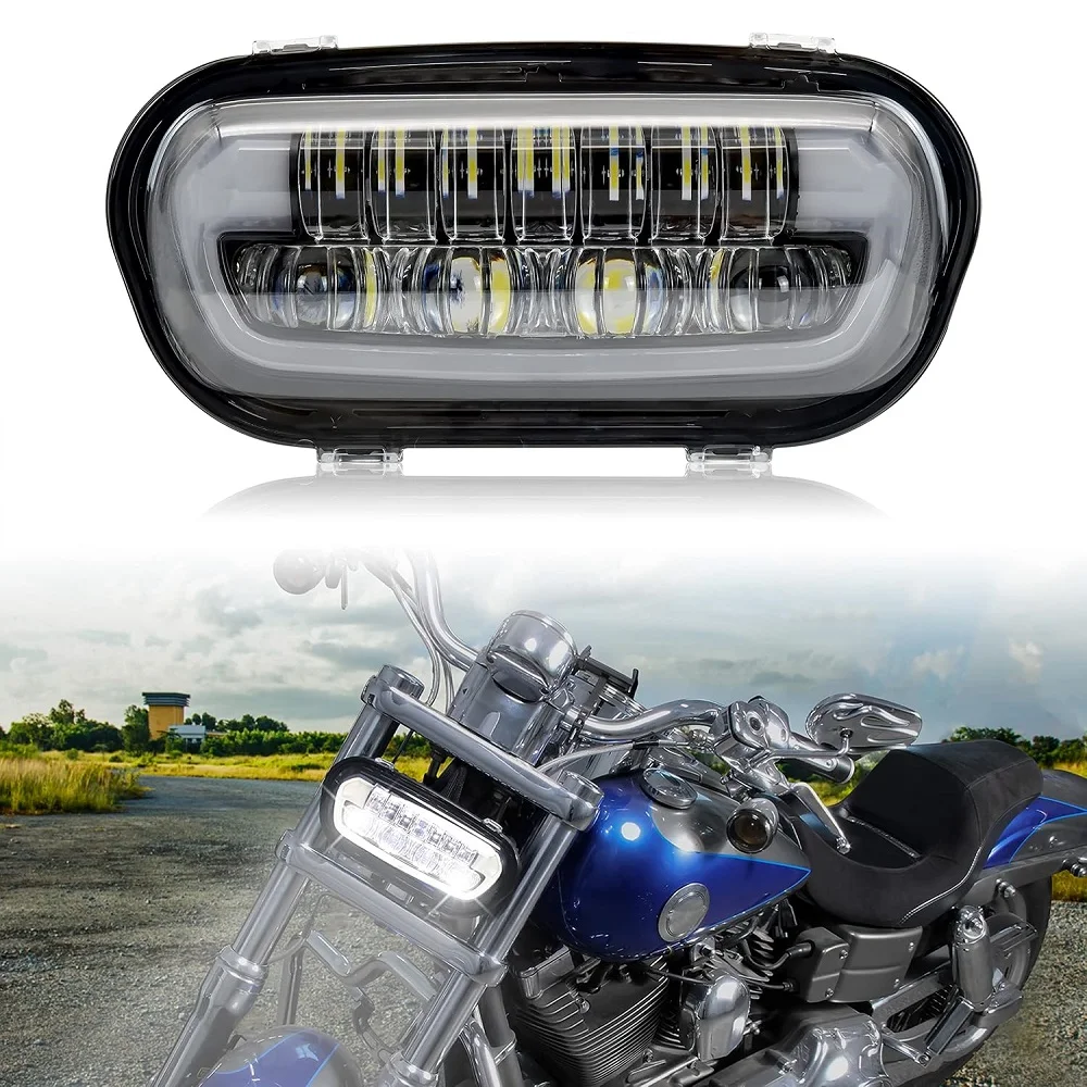 Motorcycle LED Hi/Lo Headlight Daytime Running Lights DRL High Low Beam For Harley Softail Fat Bob FXFBS 114 107 2008-2026