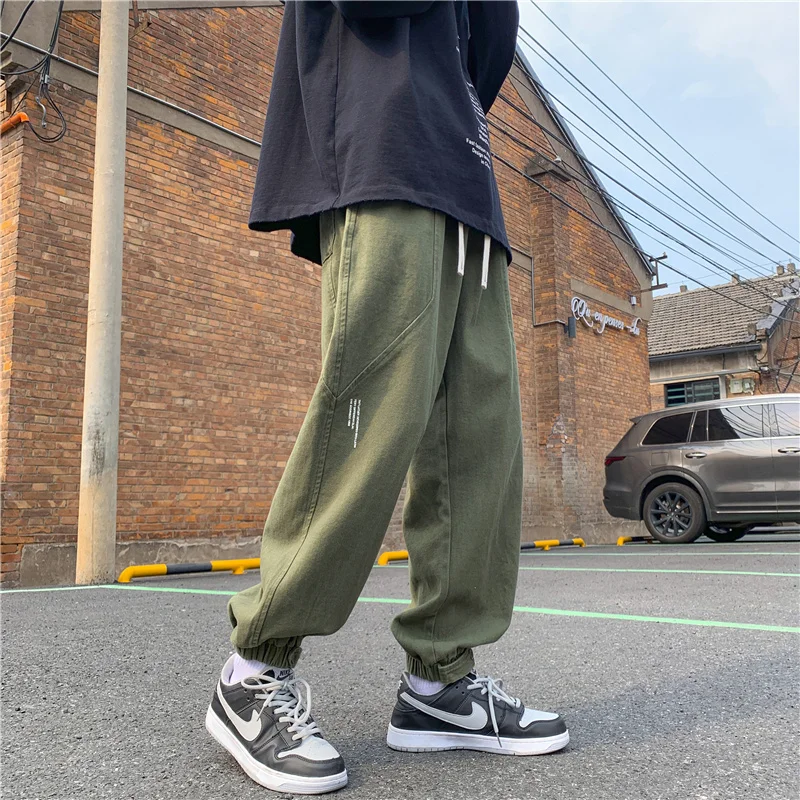 

Мужские однотонные брюки-карго, с эластичным поясом