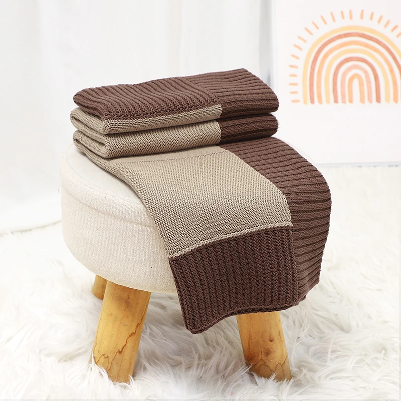 

Infant Baby Blankets Cotton Knitted Newborn Boys Girl Bed Quilt 90*70CM Stroller Swaddle Wrap Fashion Solid Plaid Soft Sleepsack
