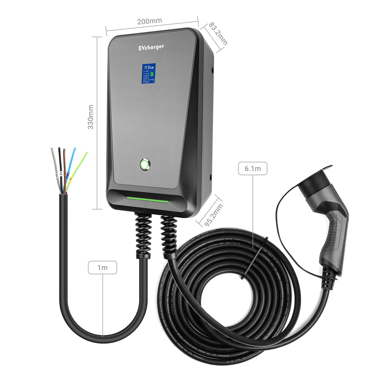 lefanev EV Charger Type 2 16A 3 Phase EVSE Wallbox Electric Car Charge with 6.1M Cable IEC 62196-2 for Benz