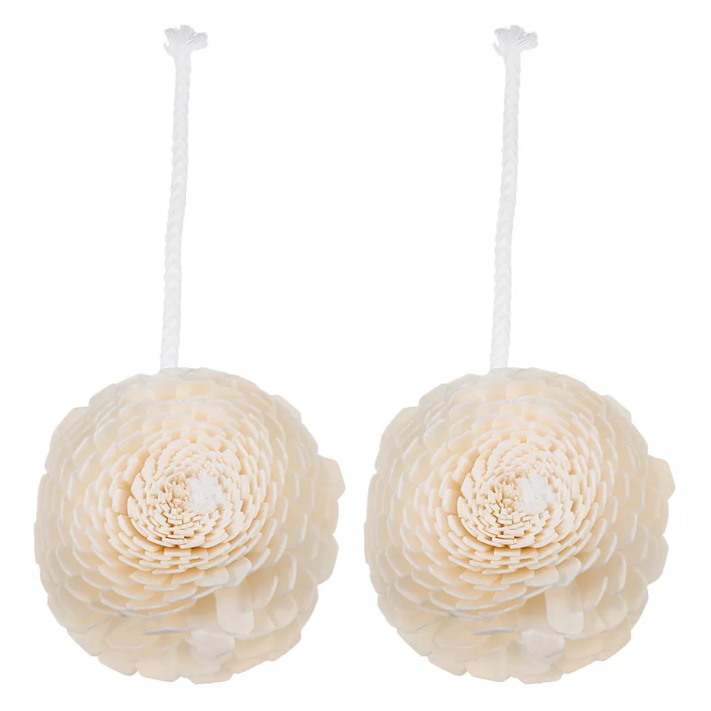 

2Pcs Small Fragrance Bottle Decor Bendable Cotton Rope Faux Flower Replaceable Essential Oil Diffuser Flower Heads for Home Car