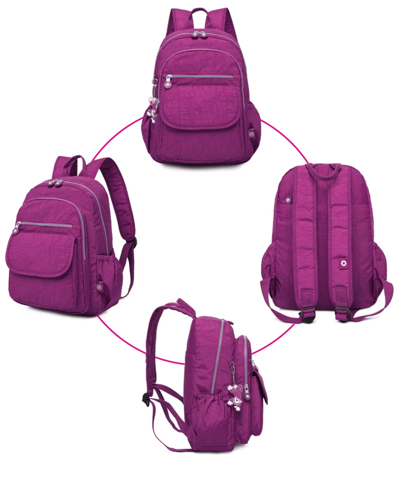 Highend A4 Large Capacity Nylon Men Women Backpack Girl Lightweight Waterproof Schoolbag Travel Bag Blue Red Purple Green M1503