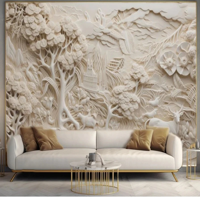 

Custom Mural 3D Stereo Pine Relief Wall Painting Wallpapers For Living Room Bedroom Sofa Home Decor Wall Covering 3D Fresco