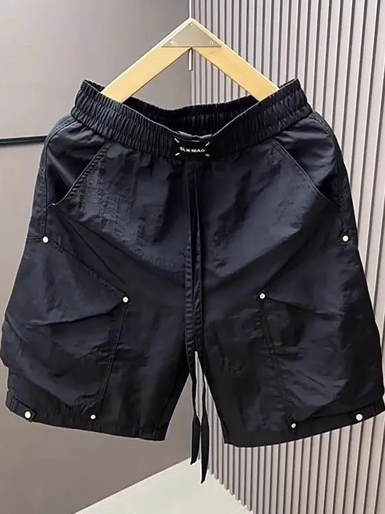 

plus Size Men's Casual Qui Dry orts American Sle Summer Workwear ket Straight Leg Five-Quarter Pants Loose Fit Fai...