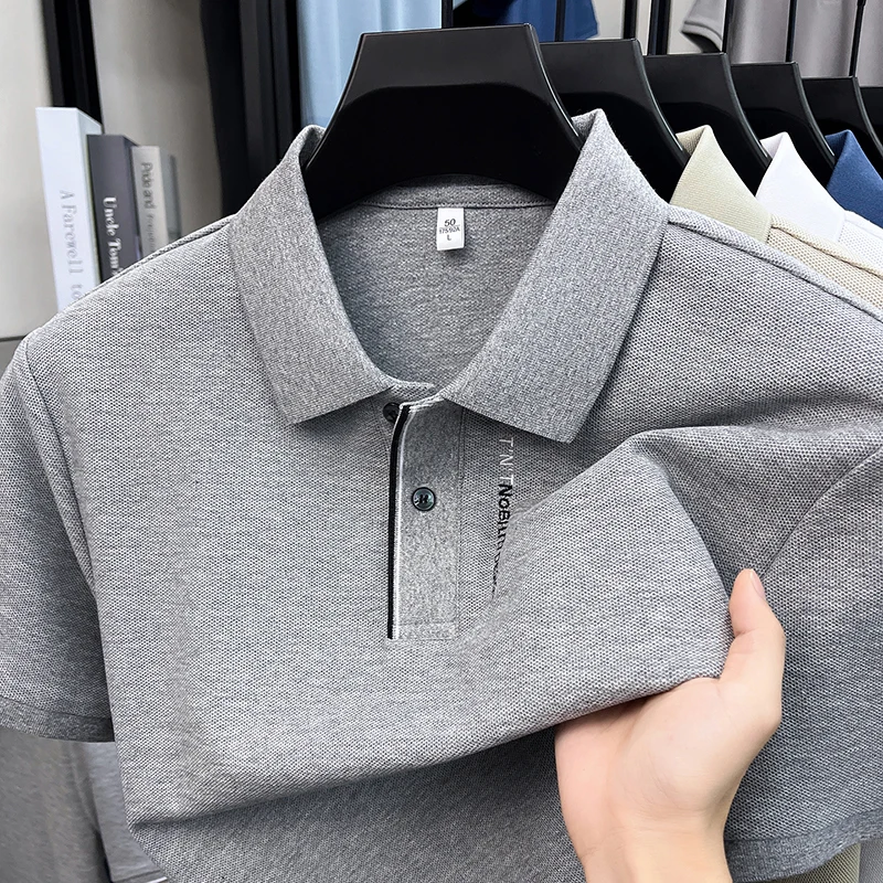Short Sleeved Polo Shirt, Men's Lapel, Summer Cotton T-shirt, Loose and Casual, Middle-aged Dad Outfit, Top