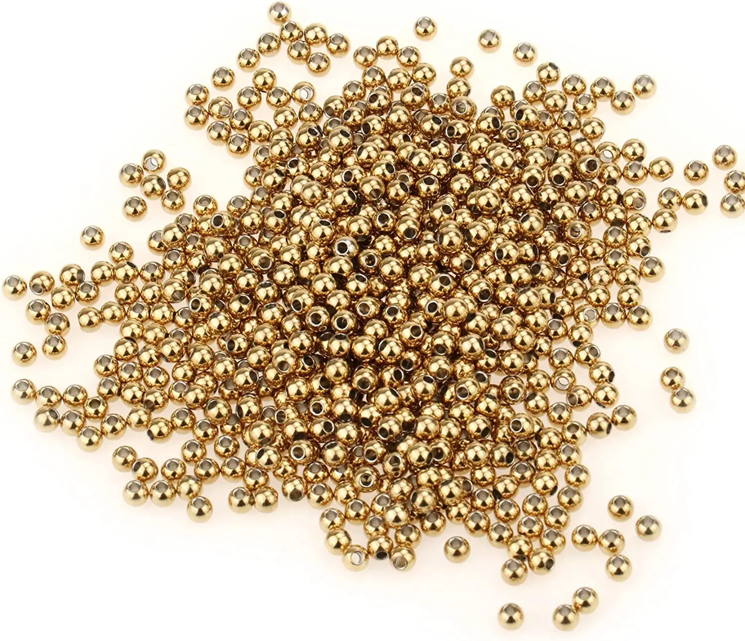 

100 pcs 2/3/4mm Golden Stainless Steel Gold Plated Round Metal Spacer Bead for Jewelry Making