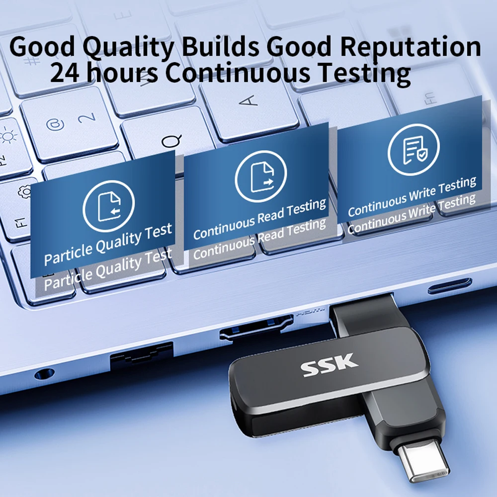 SSK Флэш-накопитель с двумя интерфейсами USB 3.2 с памятью Type-C и USB A USB-накопителем для смартфонов, планшетов, ноутбуков Mac