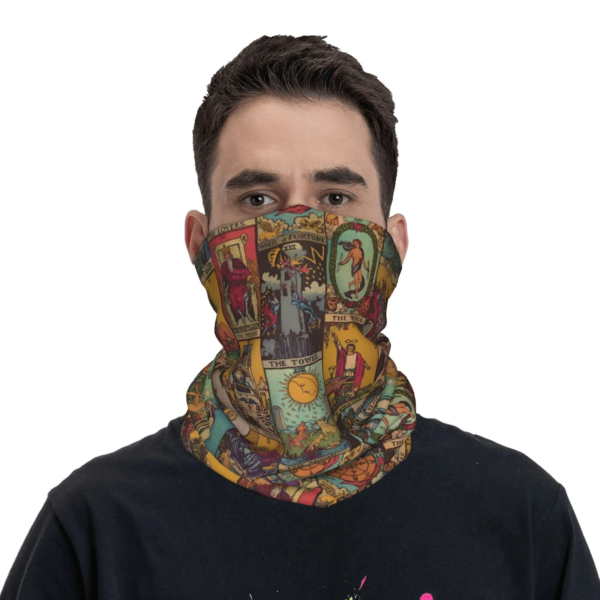 

Witch Pattern Winter Headband Neck Warmer Men Women Ski Running Tube Scarf Halloween Occult Gothic Magic Face Bandana Gaiter