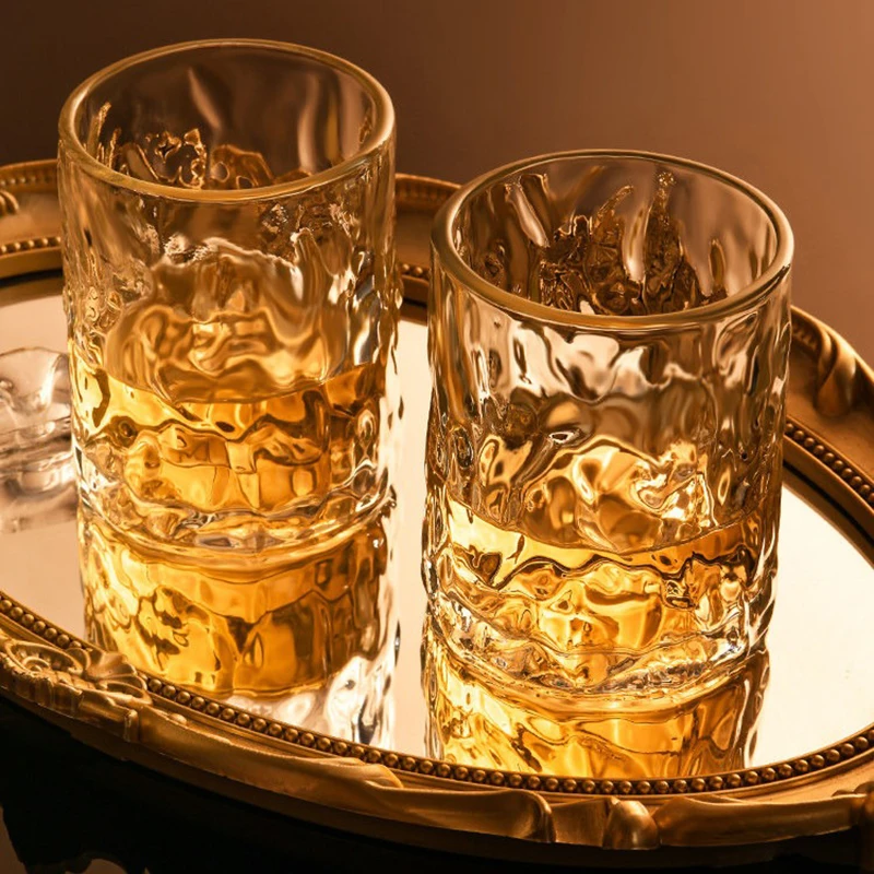 2/4/6/Pcs Premium Glacier Glass Cups,High Hardness Crystal Tumblers,Thickened&Shatter-Resistant,Lead-Free,for Whiskey,Beer,Juice