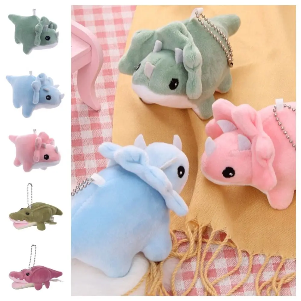 

Lovely Soft Dinosaur Keychain Cartoon Cute Triceratops Keyring Fashion Stuffed Dinosaur Doll Pendant