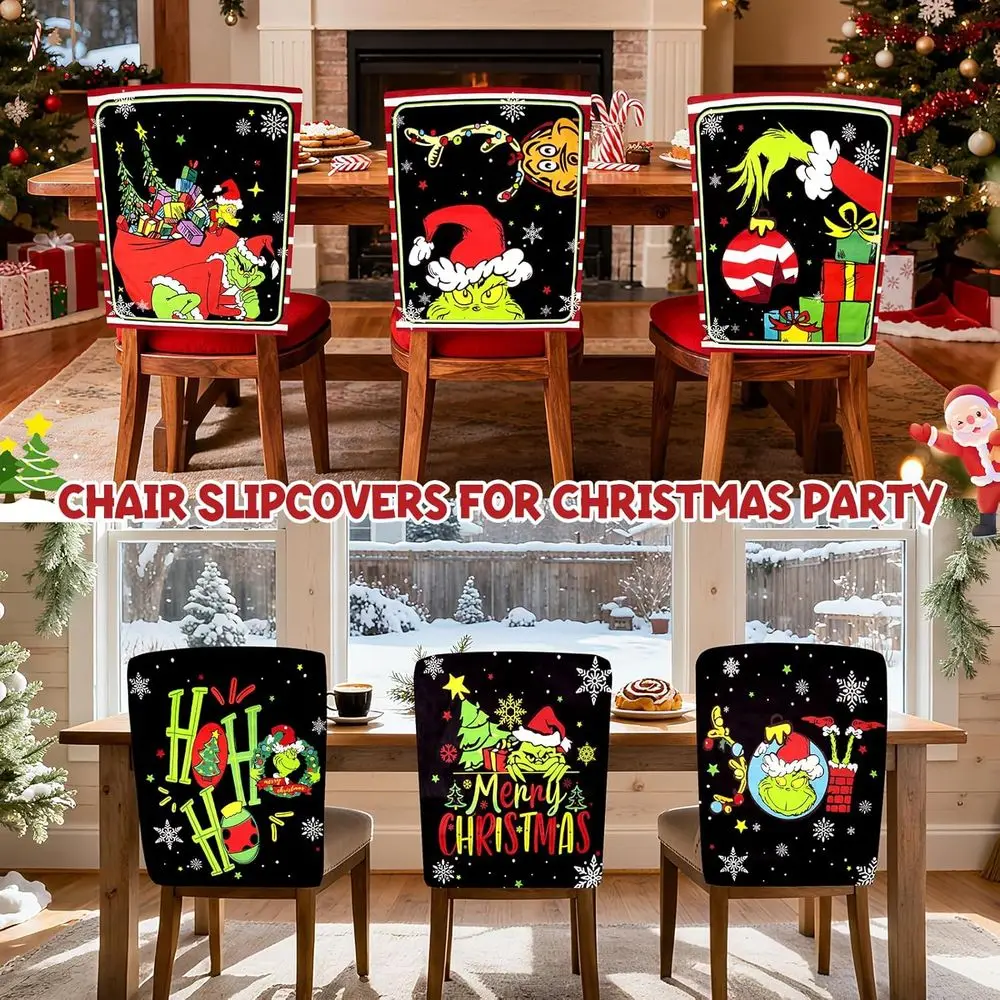 أغطية كراسي عيد الميلاد على طراز المزرعة - قابلة للإزالة والغسل للمنزل والمطاعم والفندق - تحمي الأثاث #4