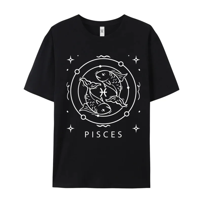 Tops & Tees Pisces Zodiac Sign Gift for Tee-Shirts Father Day Cute Crazy Short Sleeve 100% Cotton Round Neck Adult T-Shirt Crazy