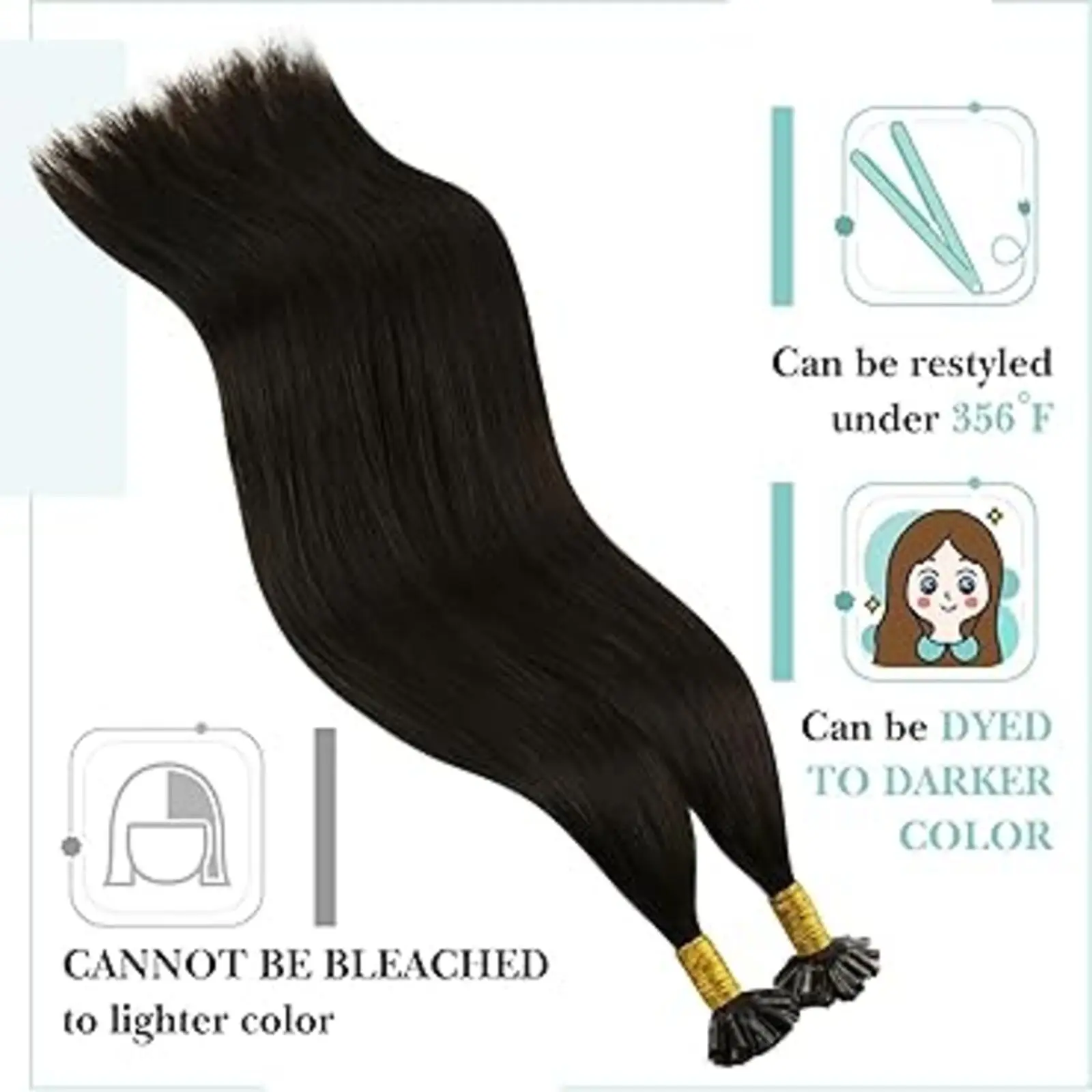 YoungSee U Tip Hair Extensions Pre Bonded Keratin Fusion Nail U tip Pure Color Fusion Extensions Silky Straight 50g/50s