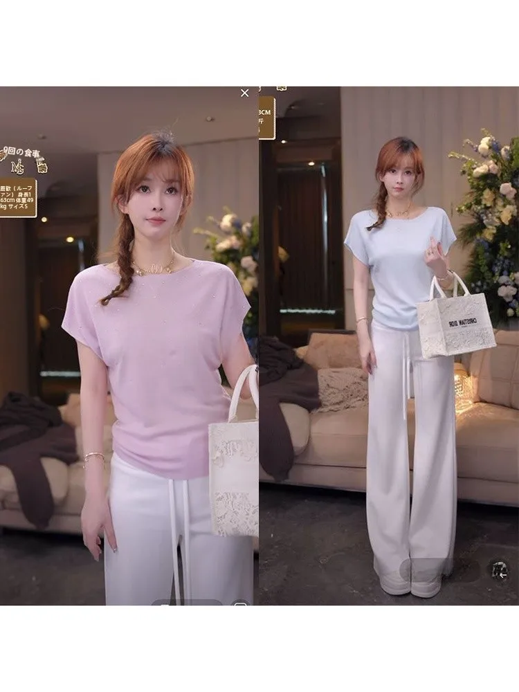 

Женская летняя футболка Slim Fit с коротким рукавом, универсальная, с новым дизайном, светящейся пряжкой, не требует машинной стирки, с круглым вырезом