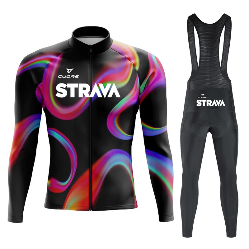 CUDRE STRAVA Men's Cycling Jersey Sets Sports Clothing Bike Man Maillot Cycling Man Long Sleeve Bicycles Mountain Bikes Bib Mtb