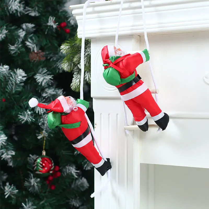 Merry Christmas Santa Claus Climbing Ladder Pendant Decoration Home Indoor Outdoor Ornament Nativity Cristmas Tree New Year Gift