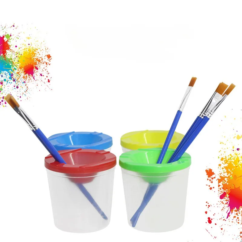 1pcs Children's Painting Pen Wash Cup DIY Art Graffiti Paint Pen Wash Bucket Watercolor Gouache Diy Nail Brush Pen Wash Cup view 2