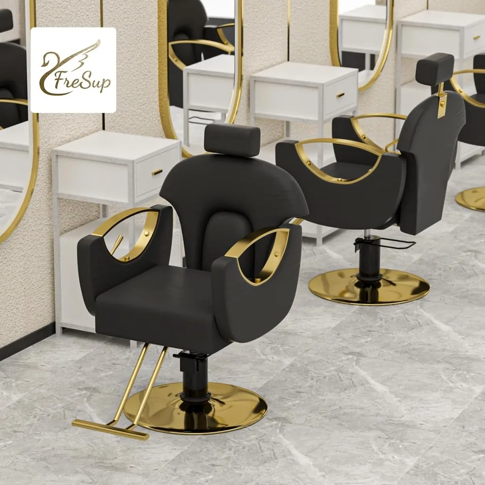 كرسي حلاقة هيدروليكي احترافي للصالونات - 360 درجة °   دوار وارتفاع قابل للتعديل لمصففي الشعر