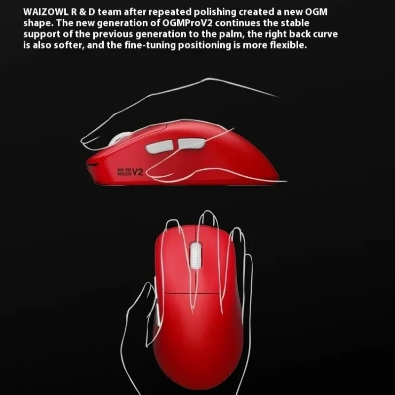 Imagem -05 - Waizowl Ogm Pro v2 Mouse sem Fio Tri-mode E-sports Gaming Mouses Bluetooth Paw3950 8k Leve Ergonomia pc Presente Personalizado