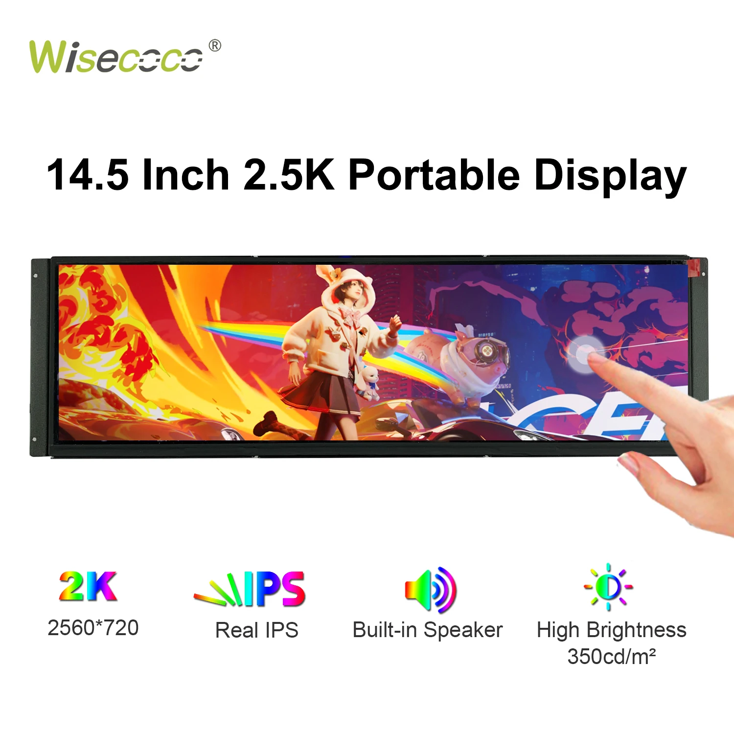 

12.3/14.5 Inch 2.5K 2560*720 Portable Touch Monitor Secondary Screen Display for 4000D PC Case Laptop Phone Vehicle PS Xbox Game