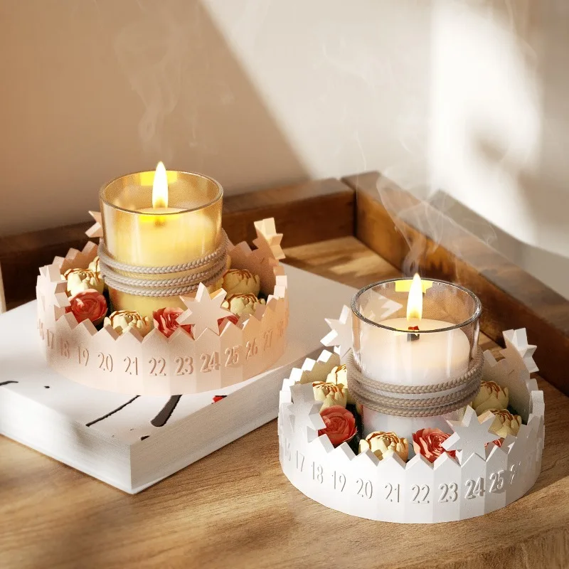 

DIY Silicone Mold Set Calendar Number Advent Countdown Tray Gypsum Circular Lucky Star Candle Stand Resin Crafts Decoration
