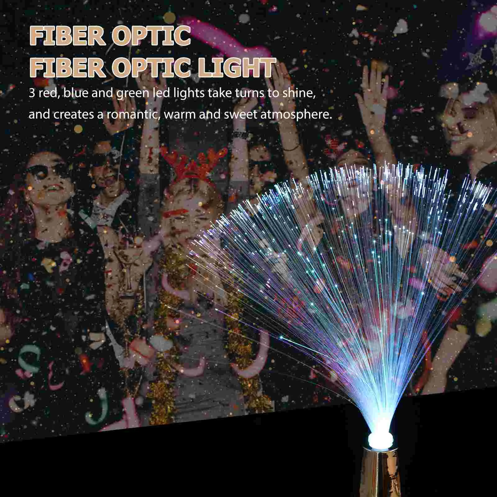 LED Fiber Optic Lights Color Changing Glitter Lamp Calming Xmas Desktop Christmas