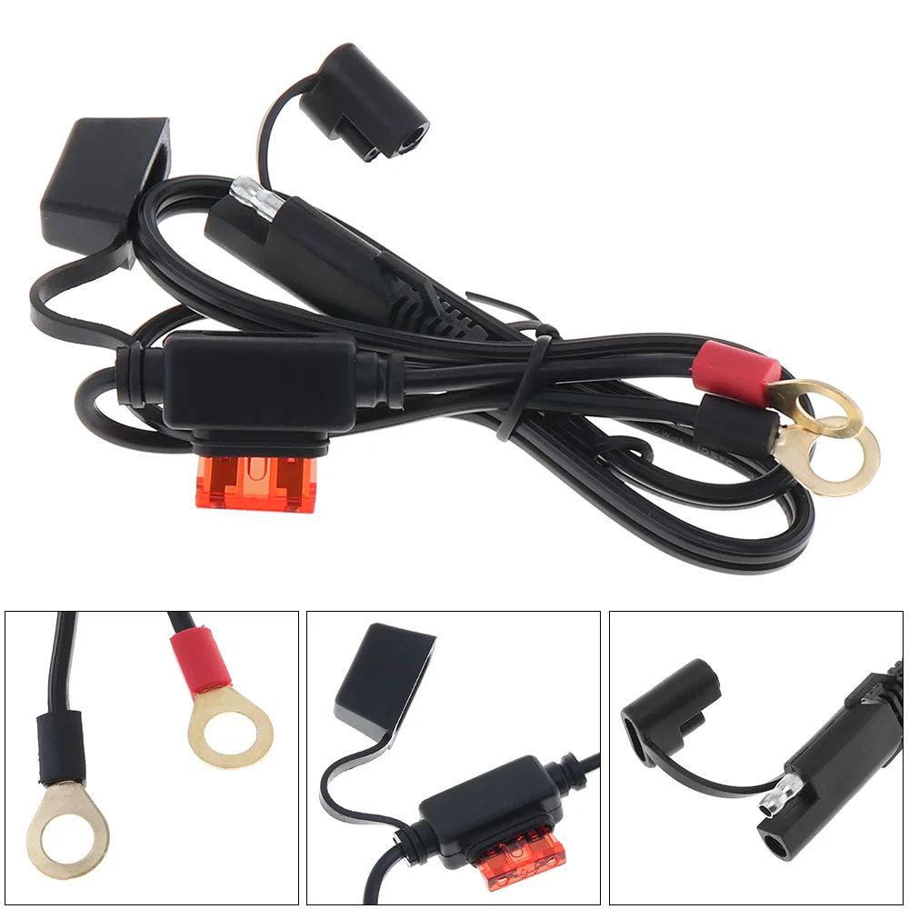 

Motorcycle Chargers 12V - 24V 10A ABS + Metal SAE Motorbike Connection Line with Fuse Waterproof and Round Terminals