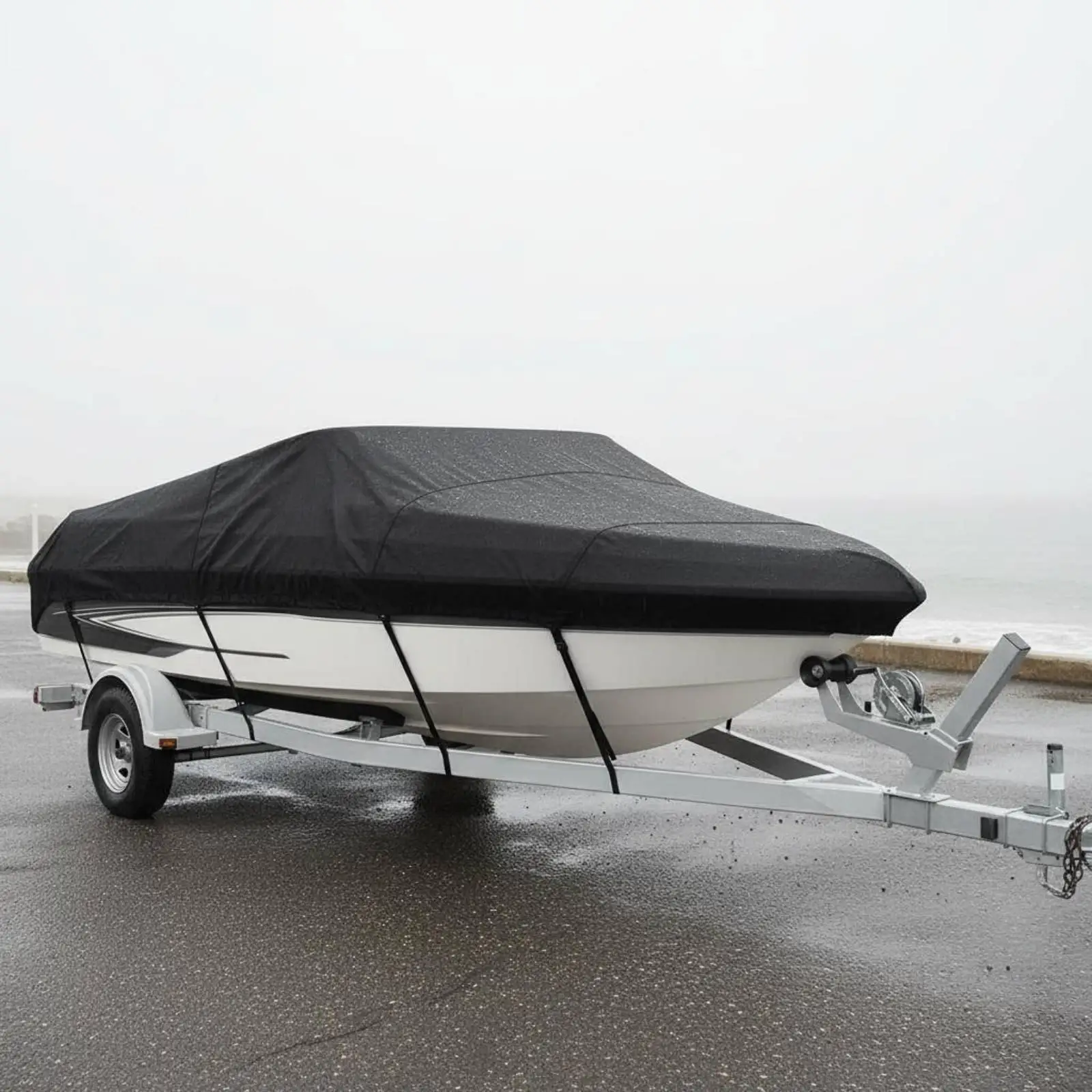Universal Fit Waterproof Boat Cover Trailerable Design V Hull Boat Accessory for Boat Protection