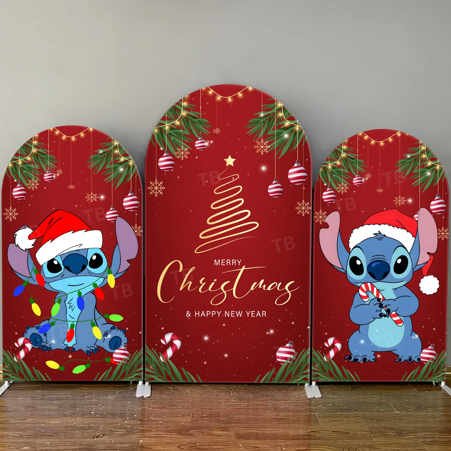 

TB Merry Christmas Arch Backdrop Cover Stitch for Festival New Year Party Decor Baby Shower Photo Background Wall Elastic Fabric