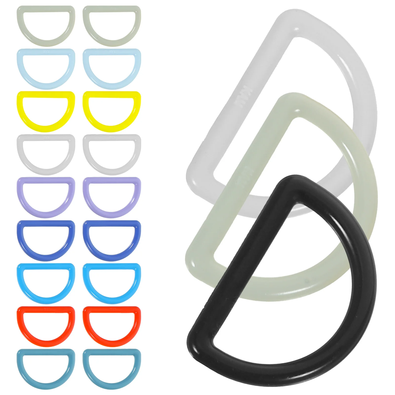 

32 Pcs Ring Round Buckle Nylon Plastic D Ring for Bags Luggage D Buckle Straps Luggage Clothes Mixed Colors