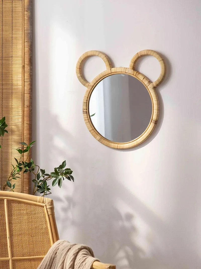 Vine mirror antique Japanese ins special-shaped bathroom dressing B&B wall decoration retro