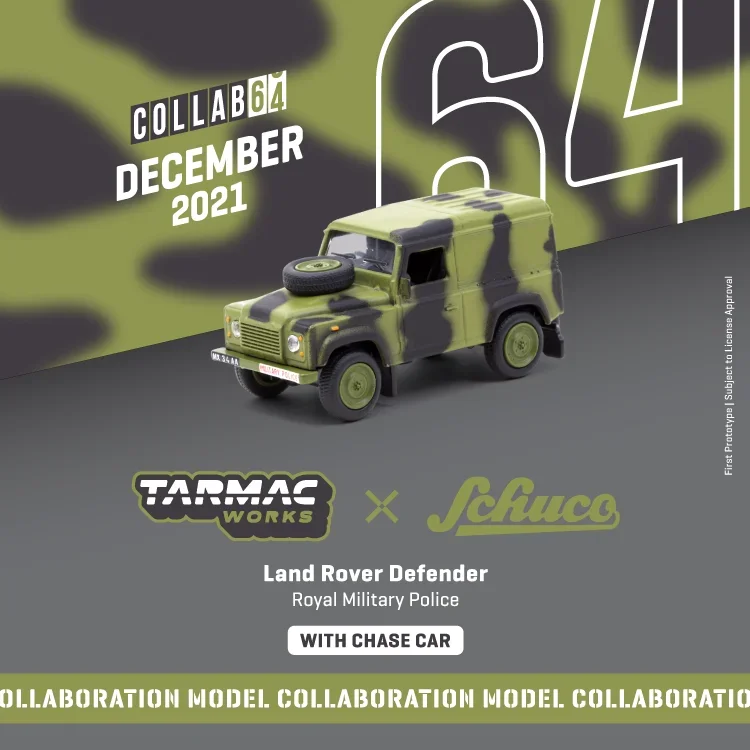 

Литая под давлением модель автомобиля Tarmac Works 1:64 LandRover Defender Royal Military Police