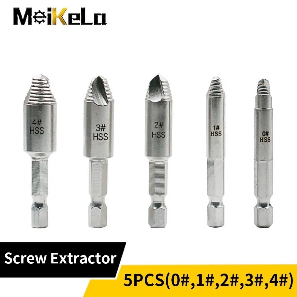 5pcs Damaged Screw Extractor Drill Bit Extractor Drill Set Broken Speed Out Bolt Extractor Bolt Stud Remover Tool Kits Set 0-4#