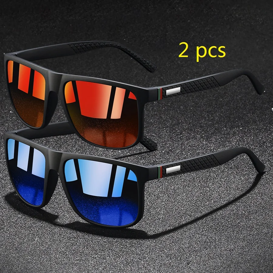 2-teilige klassische bunte Streifen Vintage Karomuster Sonnenbrille für Männer Frauen Fahren Angeln Sonnenbrille Mann UV400 Brillen