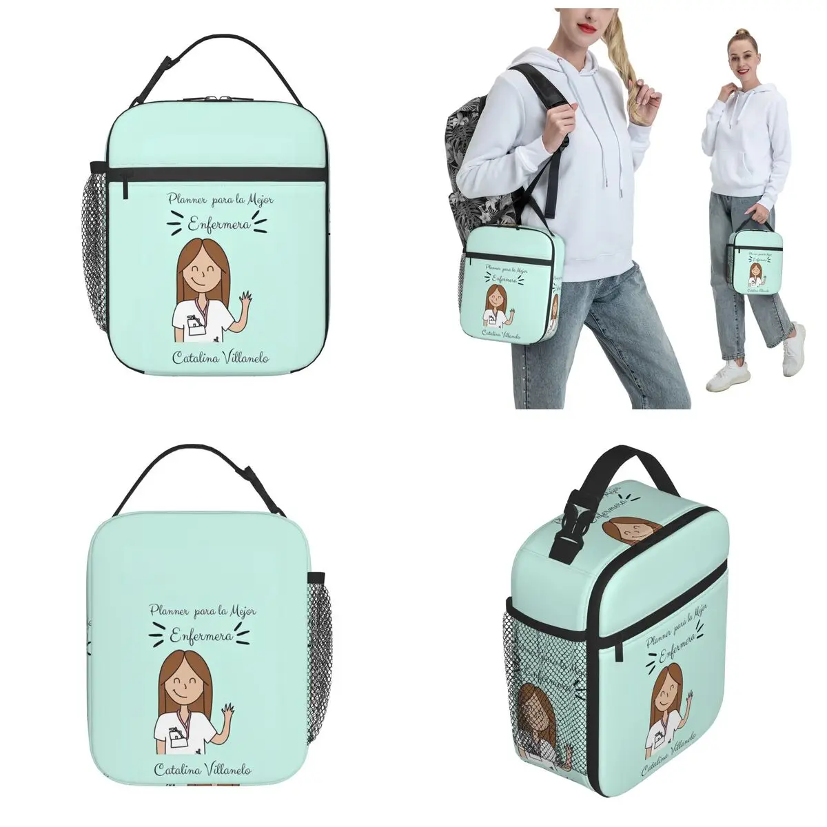 Enfermeras Desenhos Animados Isolados Sacos De Almoço, Saco Térmico, Recipiente De Almoço, Alta Capacidade, Tote, Bolsas De Alimentos, Escritório