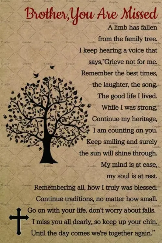 Cusde A Limb Has Fallen from The Family Tree Sign You Are Missed Poster Rememberance Quote Metal Tin Sign Bereavement Condole