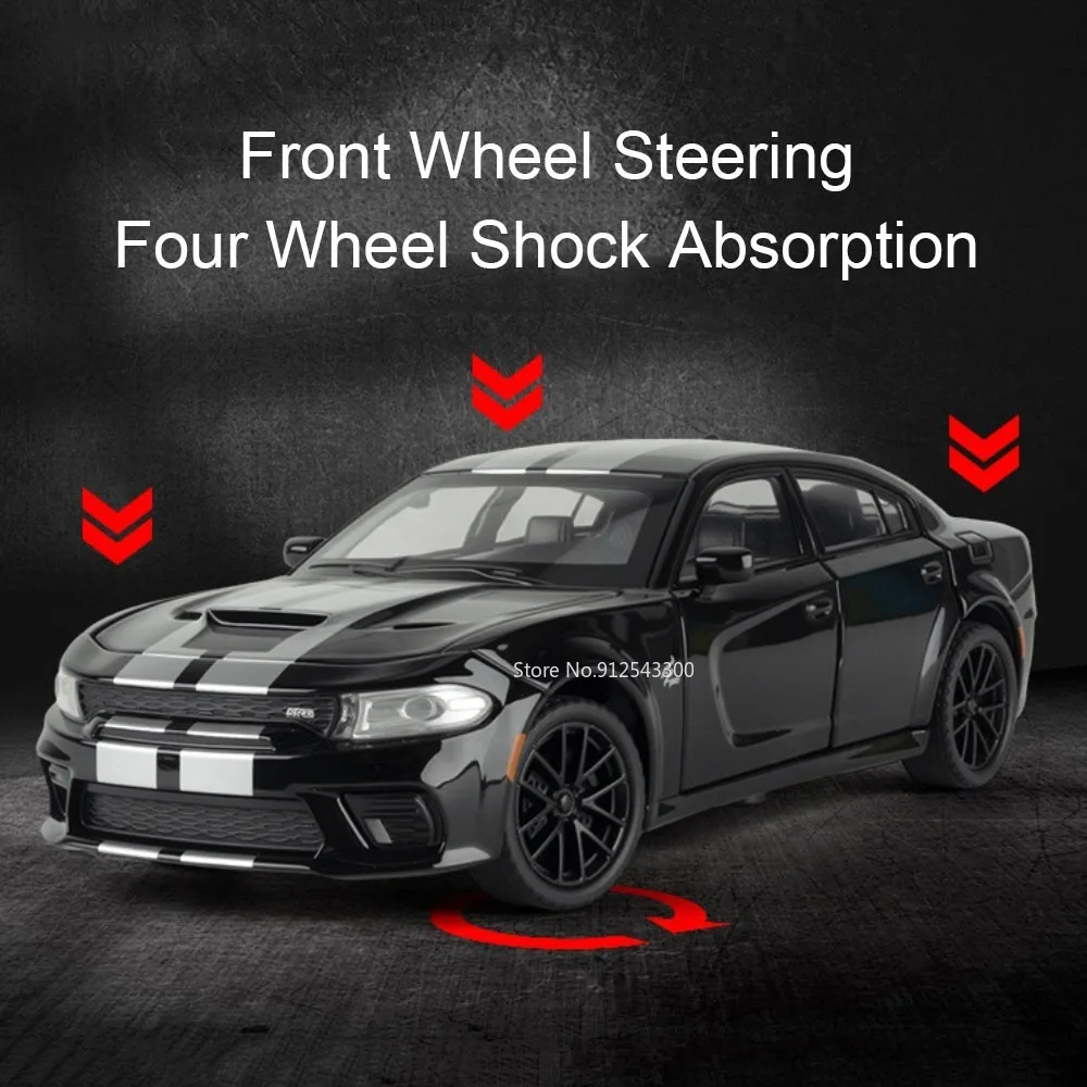1:32 Maßstab Hellcat Charger Sportwagen-Modell Spielzeug mit Stoßdämpfung, Musik und Licht Supercar-Modelle aus Legierung Druckguss-Spielzeuge Sammlerstück – Detail 18