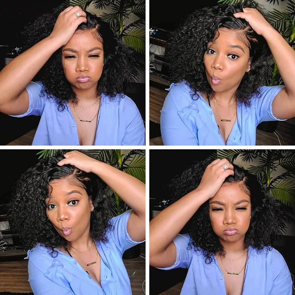 

Human Hair Wigs Afro Kinky Curly 13x4 Lace Front Human Hair Wig Transparent Lace Pre Plucked Natural Black Woman Wigs