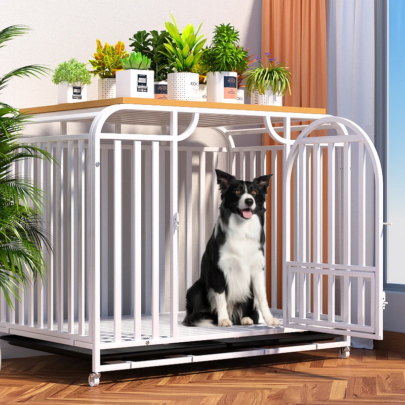 Dog Cage Medium Dog Large Dog Full Square Tube Pet Cage with Toilet Indoor Household Edge Herding Corgi Golden Retriever Kennel