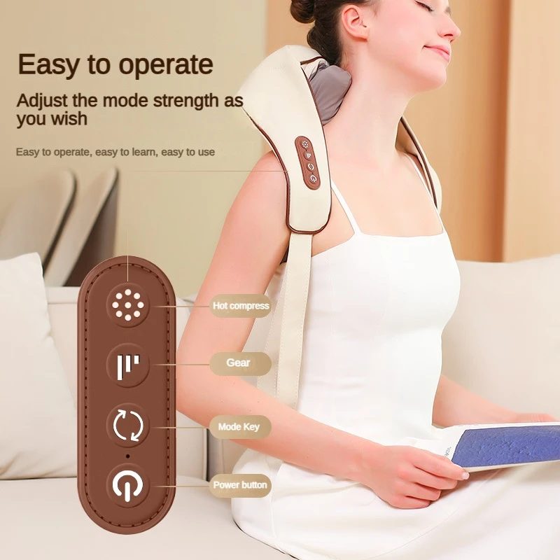 8D Neck and Shoulder Massager Electric Air Compress Kneading Multifunctional Back Massager Massaging Multiple Parts of the Body