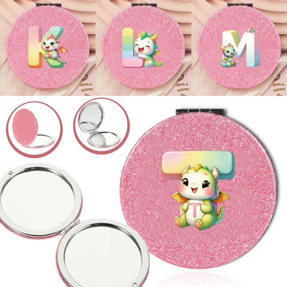 

Портативное складное блестящее зеркало для макияжа, подходит для путешествий, с мультяшными животными и 26 буквами алфавита (на выбор)