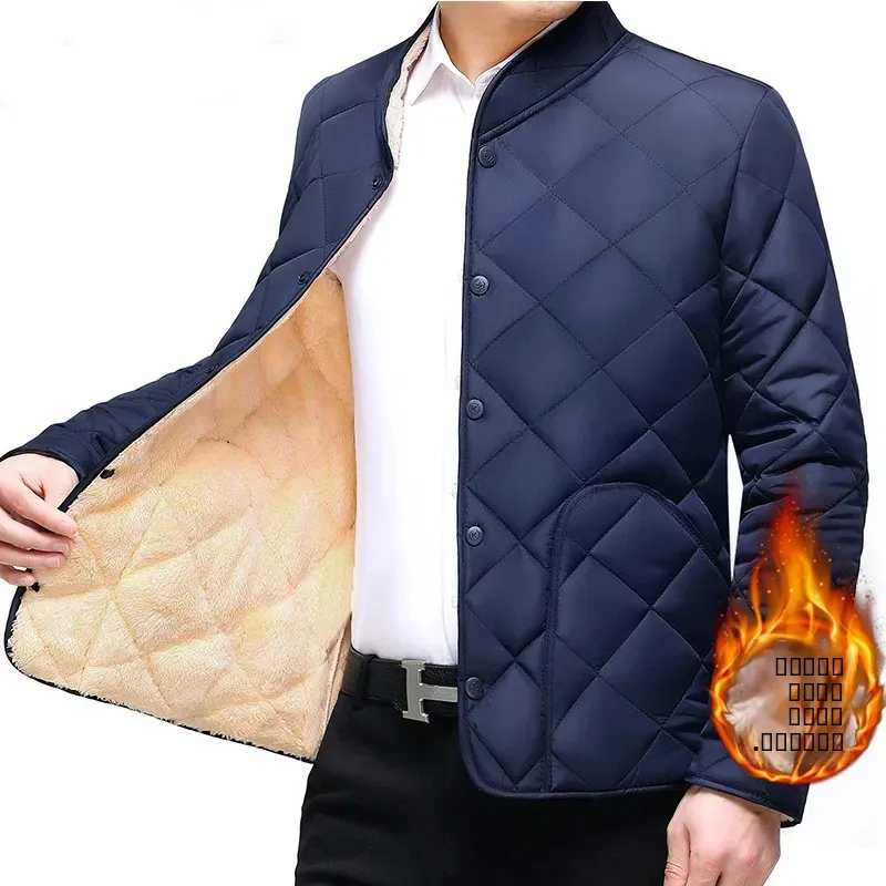 

Men's Thiened Fce Lined Cotton Jaet Autumn Winter New Sle Dad Clothes Casual Warm Coat Large Size Non-iron Procing