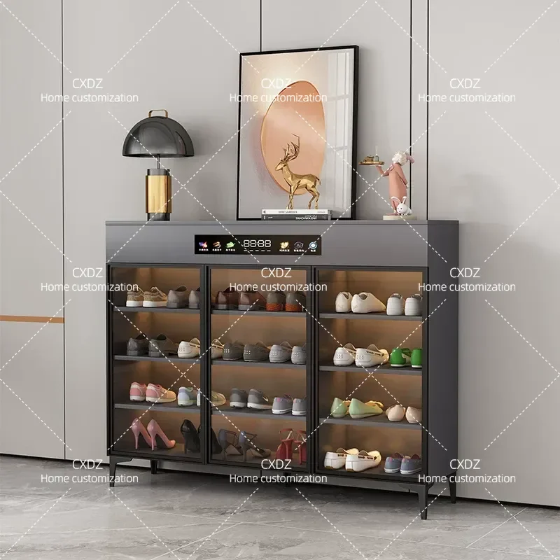 Intelligent Solid Wood Shoe Cabinet with Deodorizing and Sterilization Function Large Capacity Wall Mounted Storage Rack for