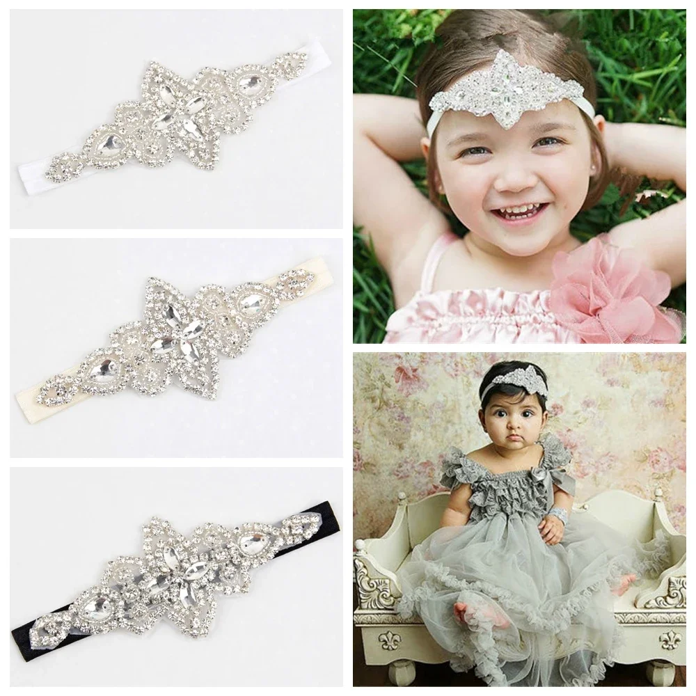 Yundfly-Diadema de flores de cristal Vintage para niña, accesorios para el cabello, joyería de boda para niños, envoltura de cabeza de diamantes de