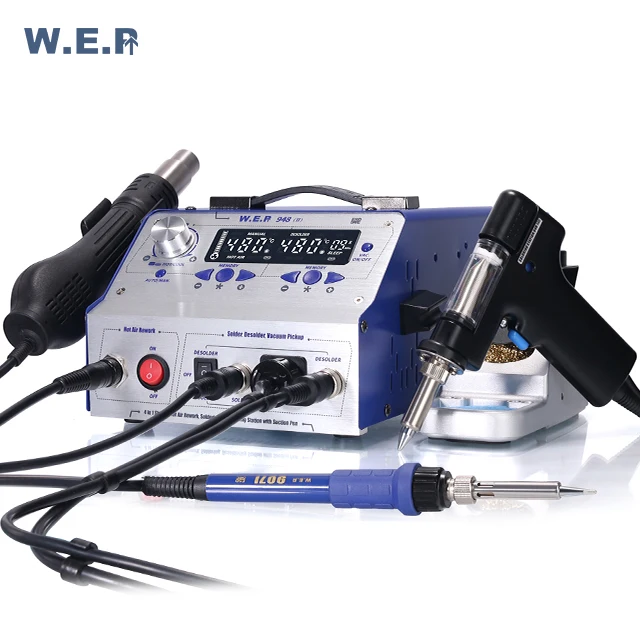 WEP 948-II  4 In 1 Desoldering Soldering Iron Rework Station Hot Air Gun Sucker Tin Gun Suction pen