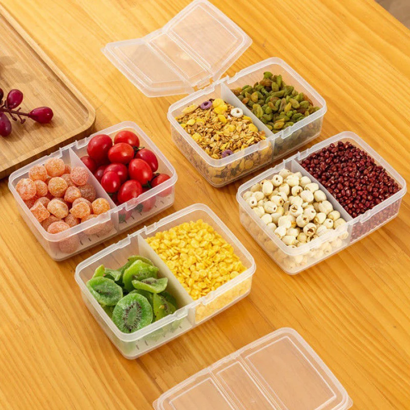 Refrigerator Crisper Fruit And Vegetable Storage Kitchen Sealed Drain Divider Bento Box Sealed Storage Box Lidded Container