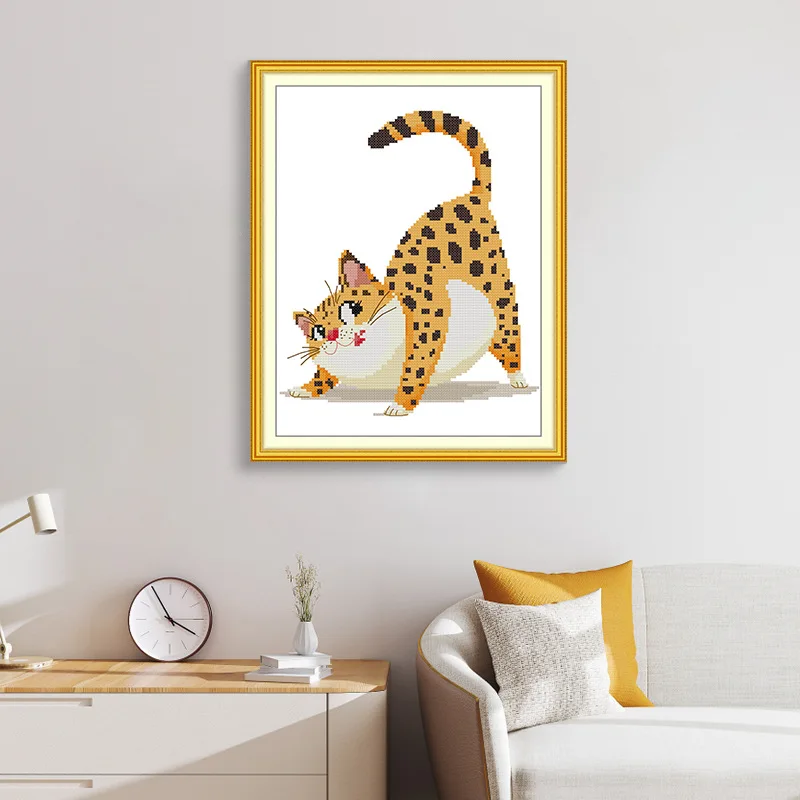 

Soulgift Stamped Pre-Printed Cross Stitch Kits, 9CT/11CT/14CT/16CT Fabric with DMC Threads, Easy to Follow - Naughty kitty