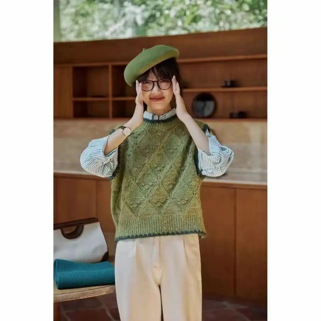 Warm and Fashionable Knitted Vest for Women Japanese Style Shoulder Gentle Style Sweater Vest Outer Layer