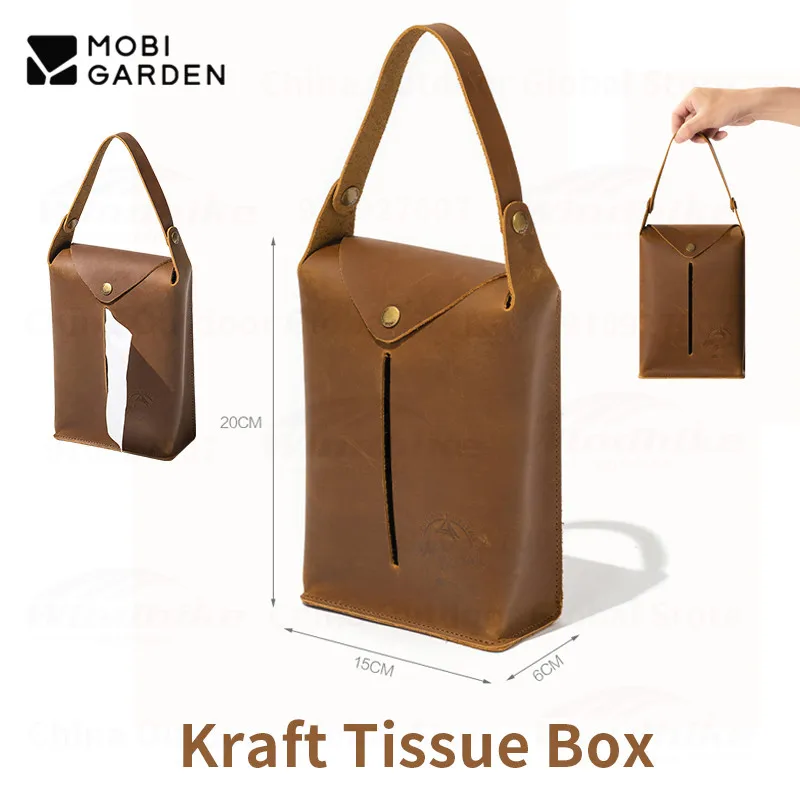 

MOBI GARDEN Camping Outdoor 188g Ultralight Tissue Box Portable Cowhide Coffee Table Drawer Box Household Tissue Storage Box